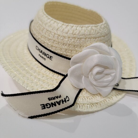 Labubu Straw Hat with Flower Accent #4 - Picture 1 of 2